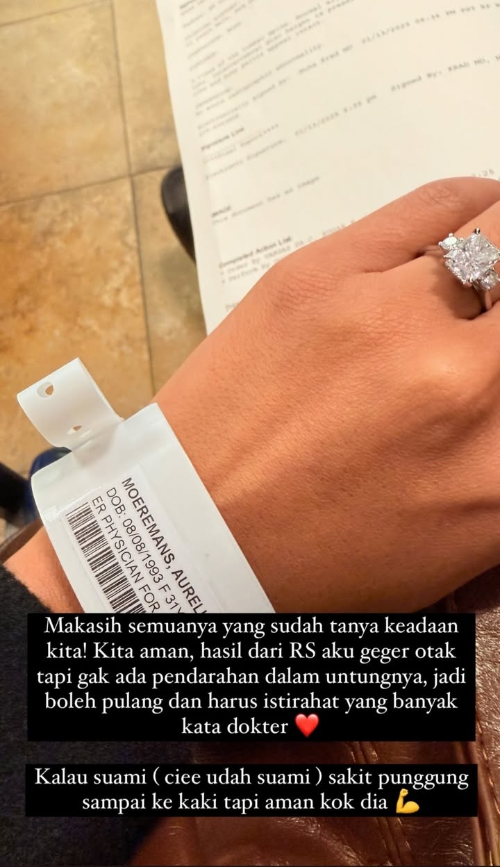 Kabar terkini Aurelie usai kecelakaan (Foto: Instagram/aurelie)
