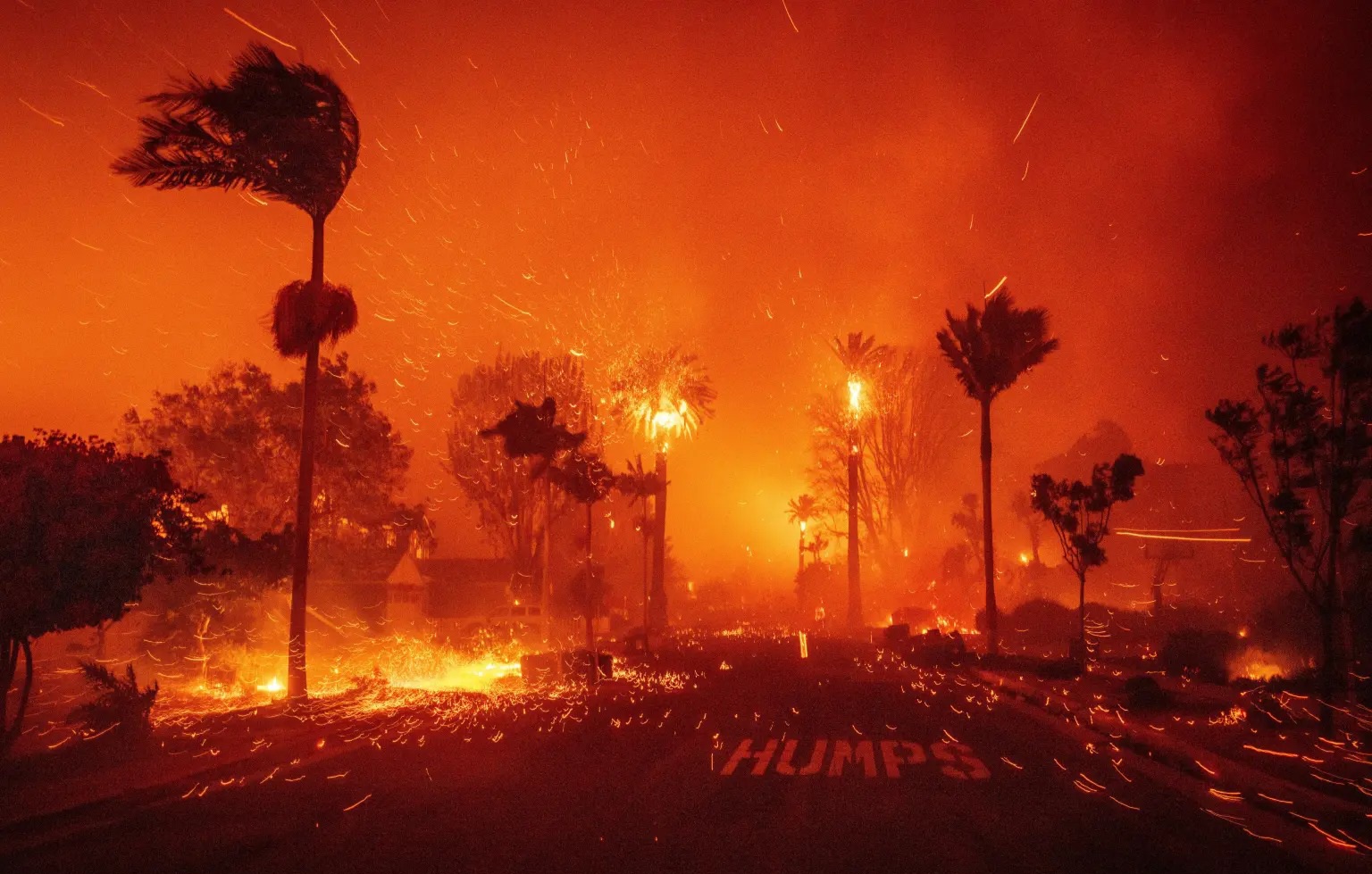 Kawasan Pacific Palisades, Selasa (7/1) (Foto: AP Photo/Etienne Laurent)