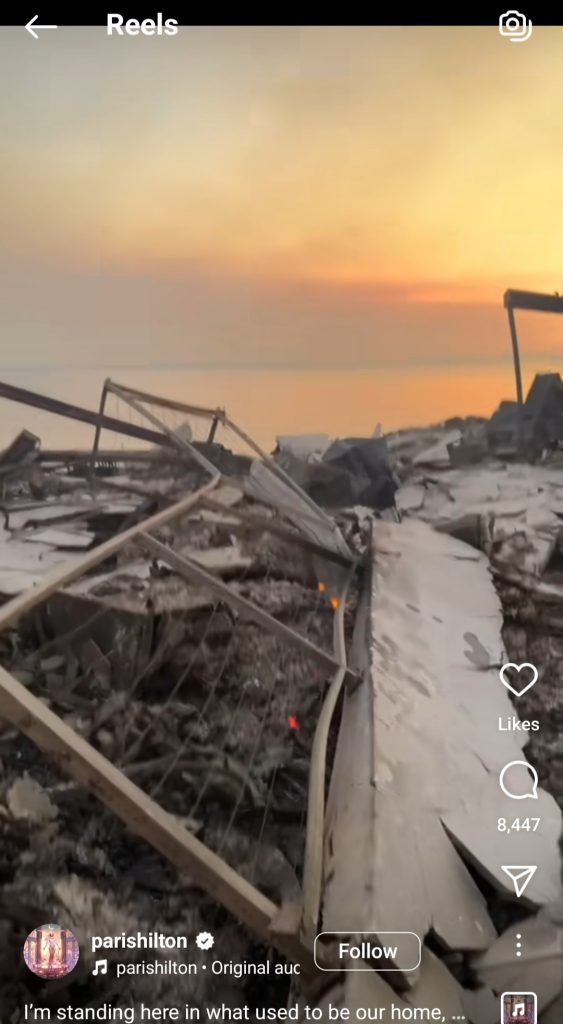 Rumah yang terdampak kebakaran Los Angeles (Foto: Instagram/parishilton)