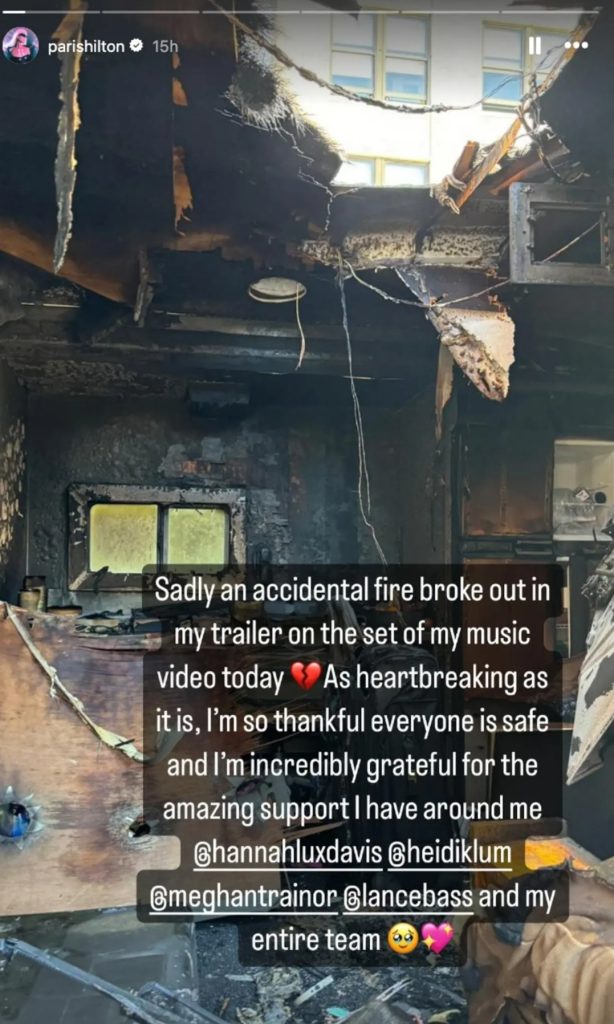 Sebelumnya ada kejadian kebakaran di lokasi syuting (Foto: Instagram/parishilton)