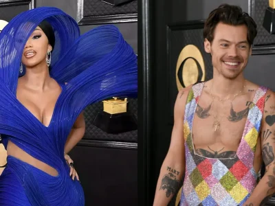 Pakaian unik para musisi saat menghadiri Grammy Awards. Foto: Dok. Jon Kopaloff/Getty Images