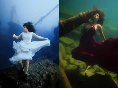 Model yang raih rekor dengan pemotretan di bawah air (Foto: Steve Haining)