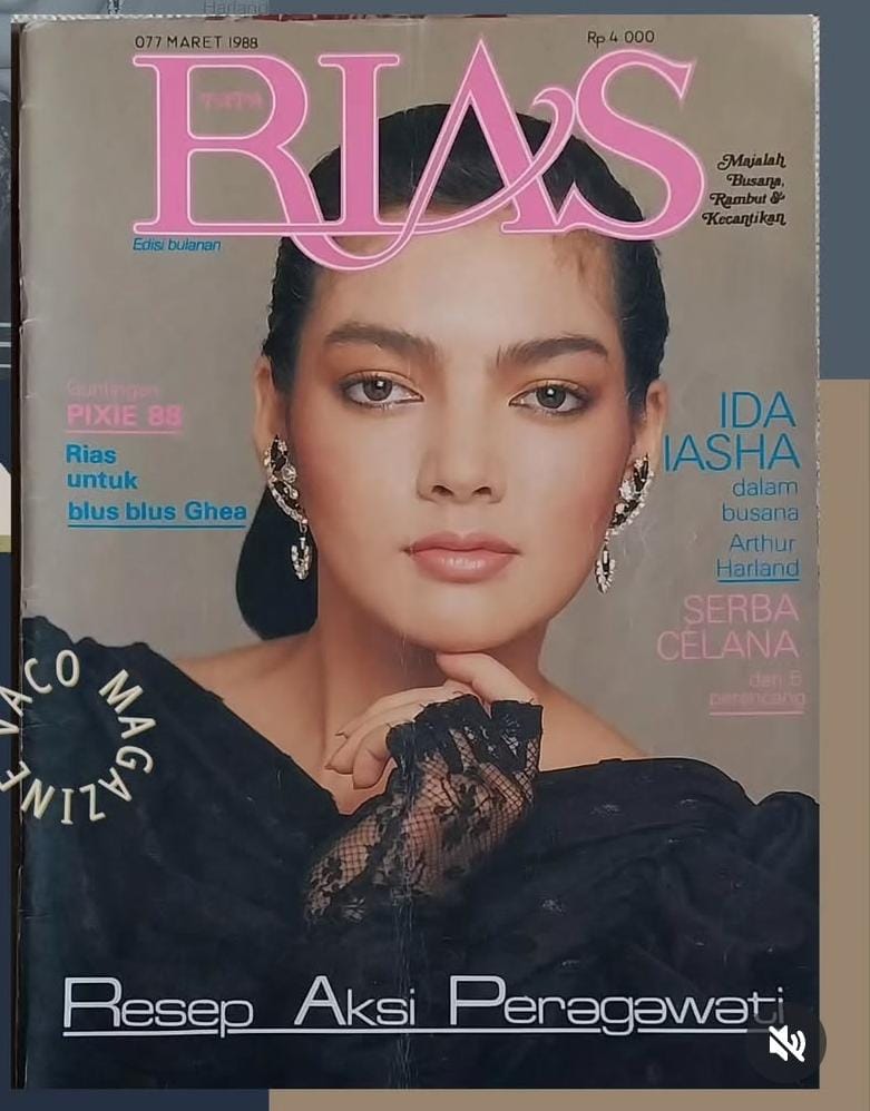 Ida Iasha menjadi cover majalah Rias 1988. Foto: Dok. Instagram @ajoe90