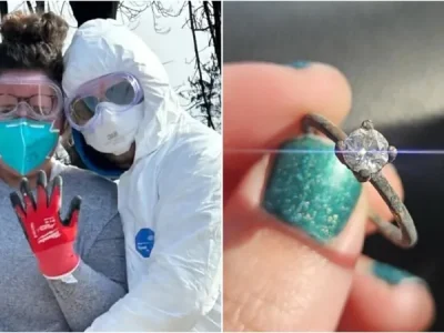 Cincin pertunangan ditemukan di puing-puing kebakaran Los Angeles. (Foto: Instagram/newsgit)