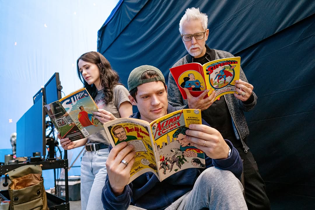 James Gunn (kanan) bersama David Corenswet dan Rachel Brosnahan (Foto: Instagram/jamesgunn)