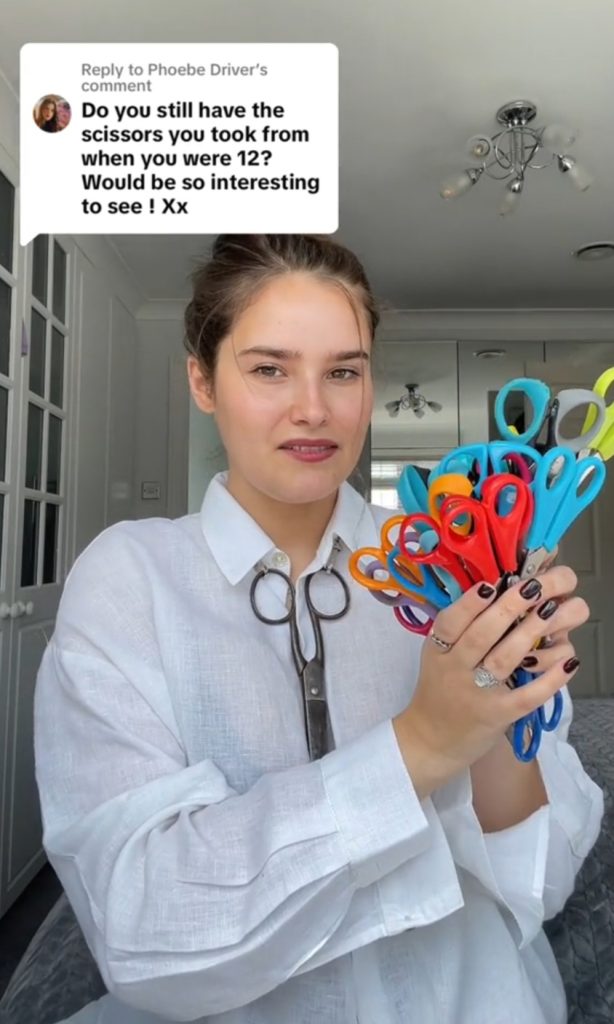 Cydney dan koleksi gunting masa kecilnya (Foto: TikTok/cydneysciccorshands)