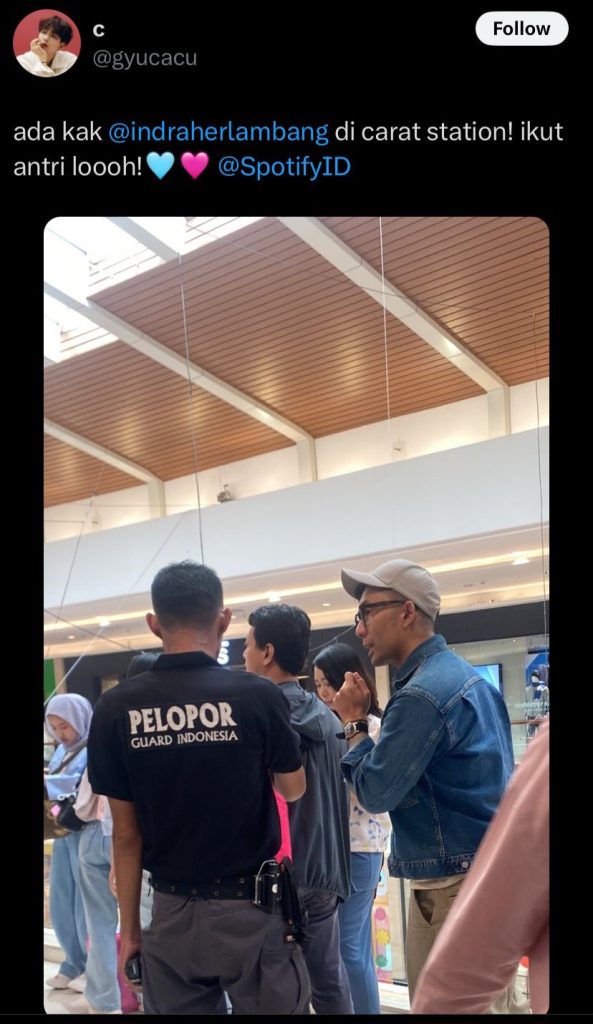 Indra Herlambang bertemu dengan Carat (Foto: X/gyucacu)
