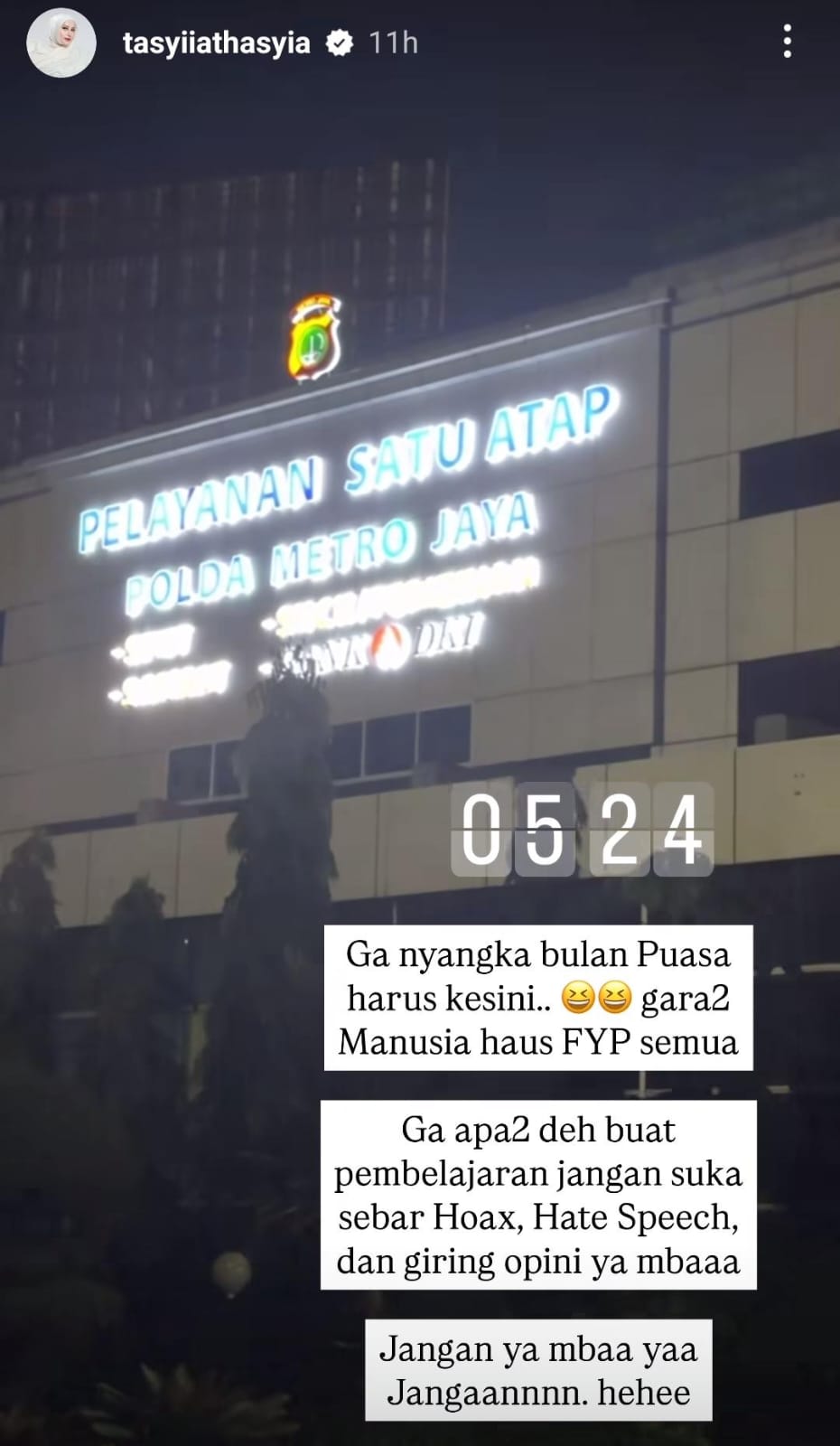 Tasyi datangi Polda Metro Jaya. Foto: Dok. Instagram @tasyiiathasyia