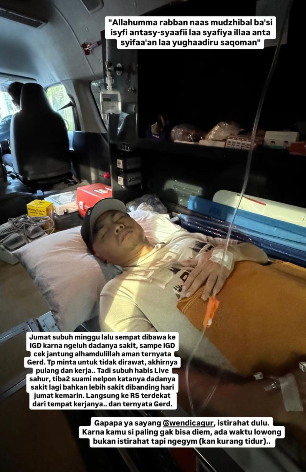 Ayu Natasya memberkan kondisi kesehatan suaminya. Foto: Dok. Instagram @revtiayunatasya