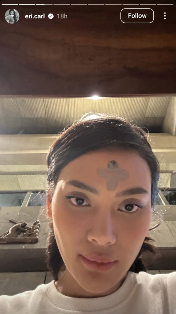 Erika Carlina kena panic attack saat menghadiri misa Rabu Abu 2025 (Foto: Instagram/eri-carl)