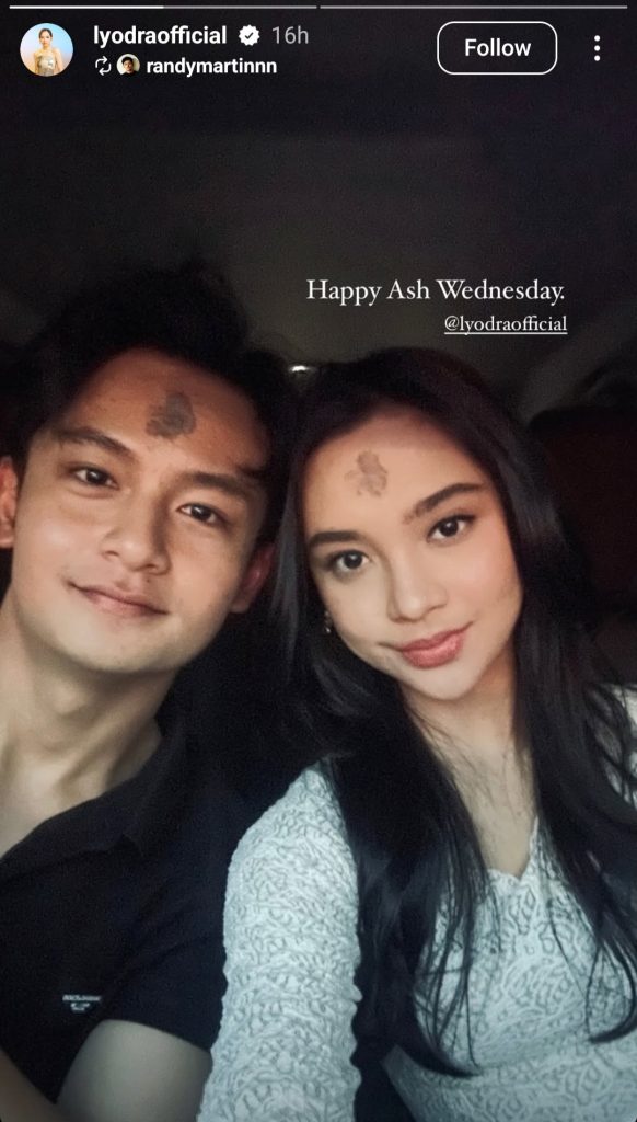 Lyodra bersama Randy Martin usai misa (Foto: Instagram/lyodraofficial)