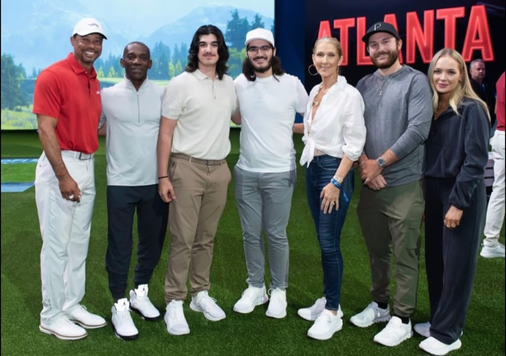 Celine Dion bersama keluarga dan Tiger Woods (kedua dari kiri) (Foto: Instagram/celinedion)