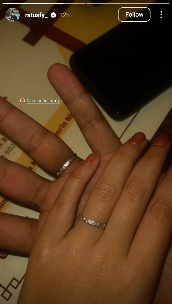 Cincin couple Ratu Sofya dan Cornelio Sunny (Foto: Instagram/ratusfy_)