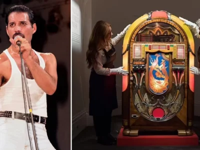 Jukebox Wurlitzer Model 850 milik Freddy Mercury yang dilelang. (Foto: Kolase/Redferns dan Anadolu Agency via Getty Images)