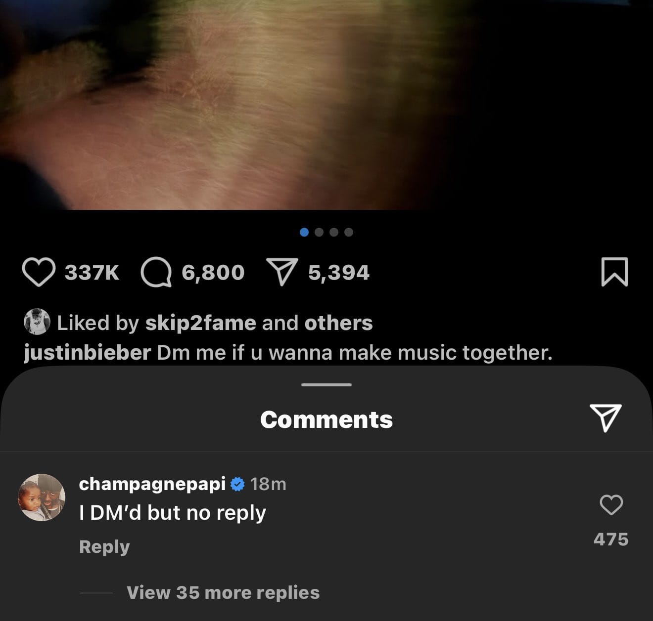 Komentar Drake di unggahan Justin. Foto: Dok. X @realalmightee
