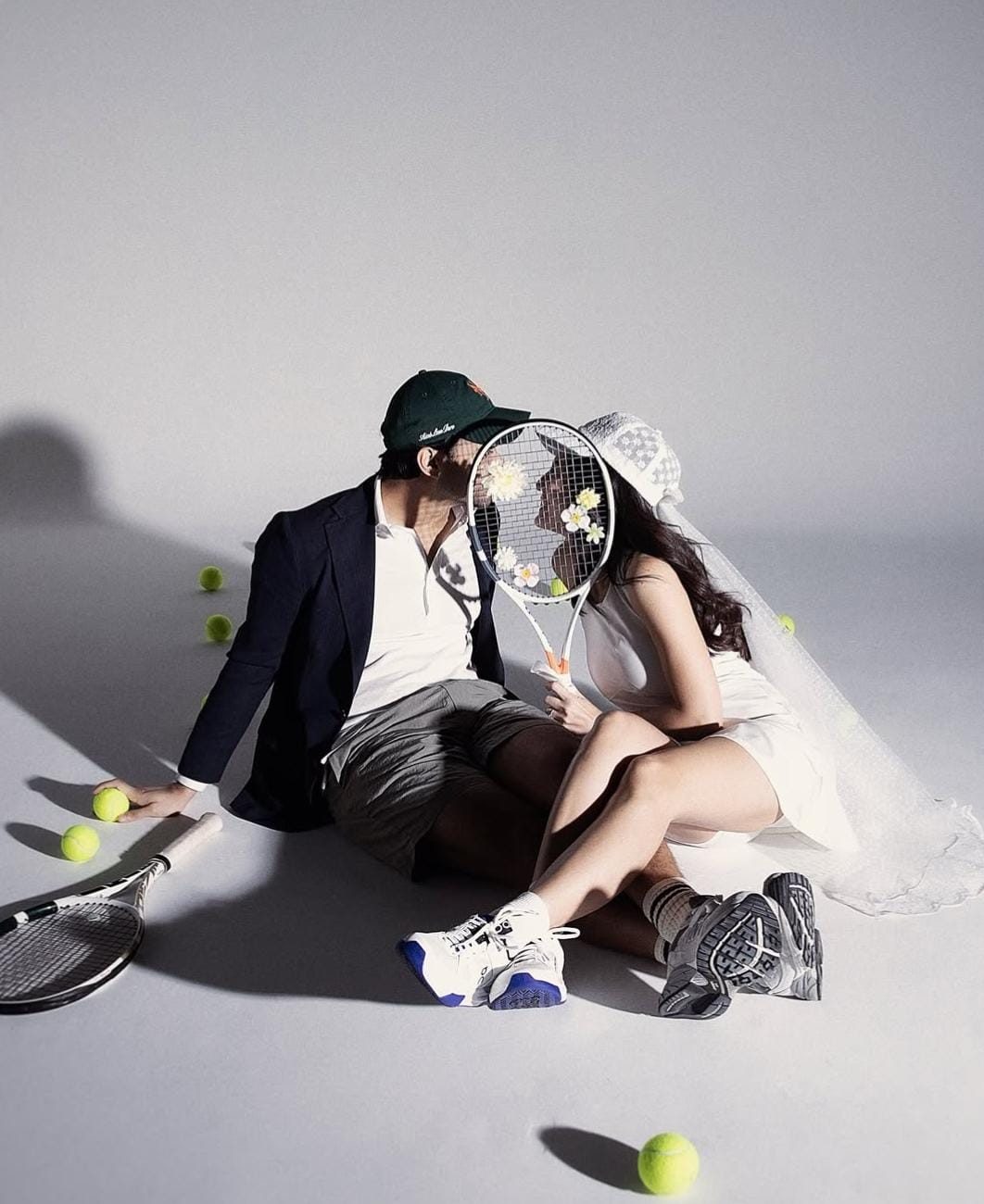 Prewedding Pevita Pearce dan Mirzan Meer bertema tenis. Foto: Dok. Instagram @pevpearce