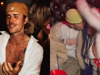 Justin Bieber mencium rapper Sexxy Red. Foto: Dok. Instagram @justinbieber
