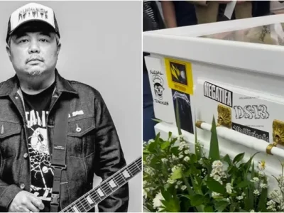 Peti mati Ricky Siahaan dihiasi banyak stiker (Foto: Instagram/diana_musik, seringai_official)