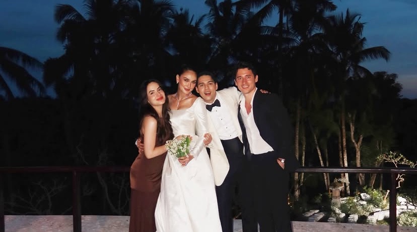 Kebersamaan Nino Fernandez dan Steffi Zamora di pernikahan Luna Maya. Foto : Instagram/ninojkt