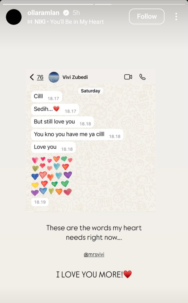 Story Instagram lain (Foto: Instagram/ollaramlan)