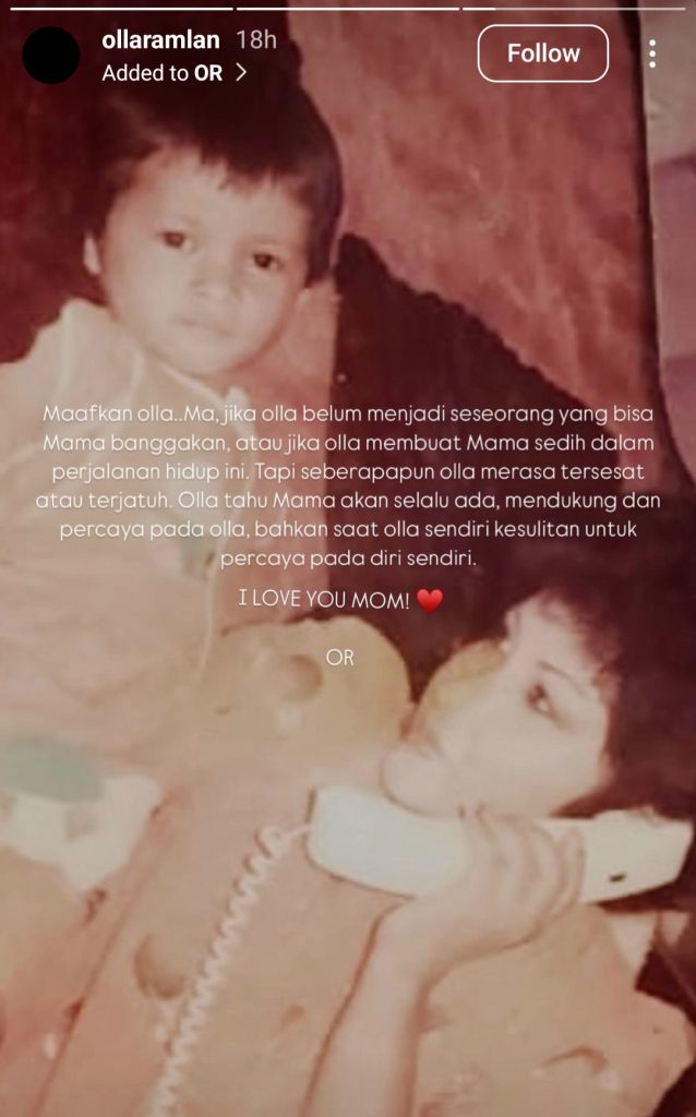 Potret masa kecil dengan ibunya (Foto: Instagram/ollaramlan)