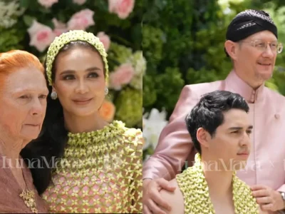 Luna Maya dan Maxime Bouttier menggelar siraman. Foto: Dok. YouTube Luna Maya