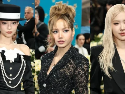 Jennie, Lisa, dan Rose, menghadiri Met Gala 2025. Foto: Dok. Kolase Getty Images
