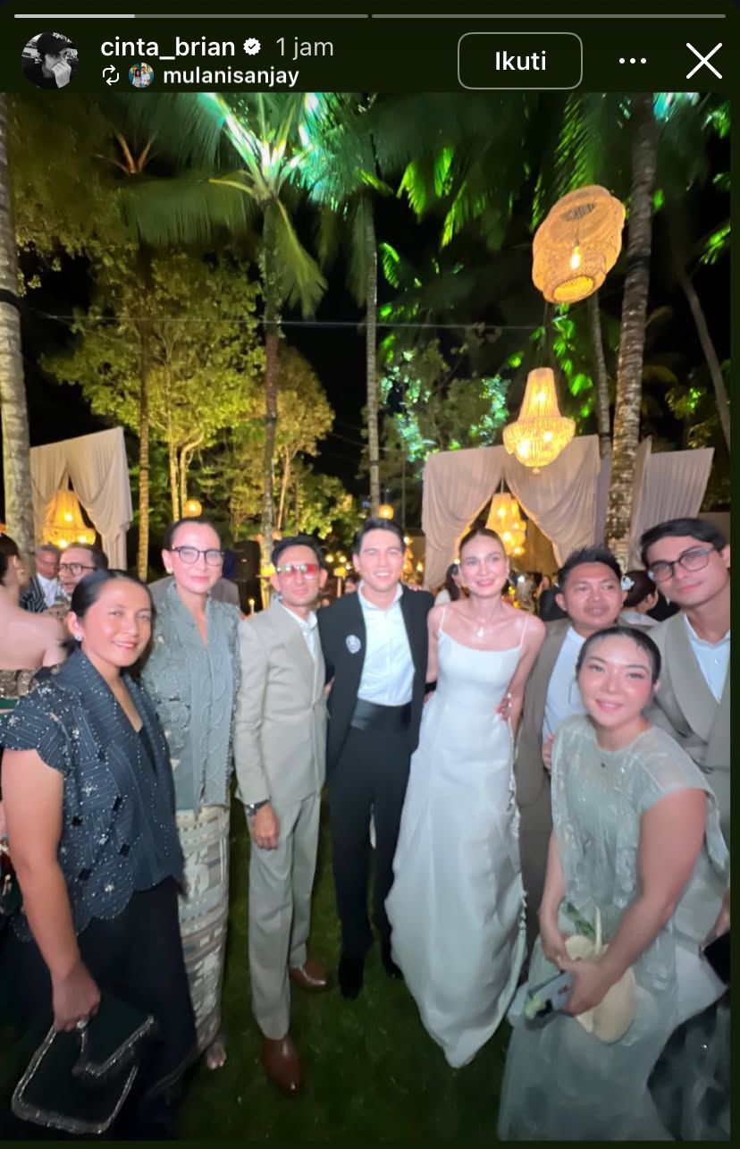 Gisella Anastasia dan Cinta Brian di pernikahan Luna Maya. Foto : Instagram/cinta_brian