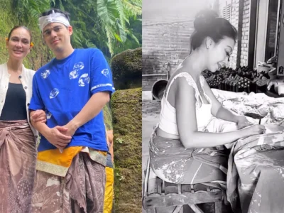 Luna Maya dan Maxime Bouttier melukat mengenakan batik buatan Asri Welas. Foto: Dok. Instagram @asri_welas
