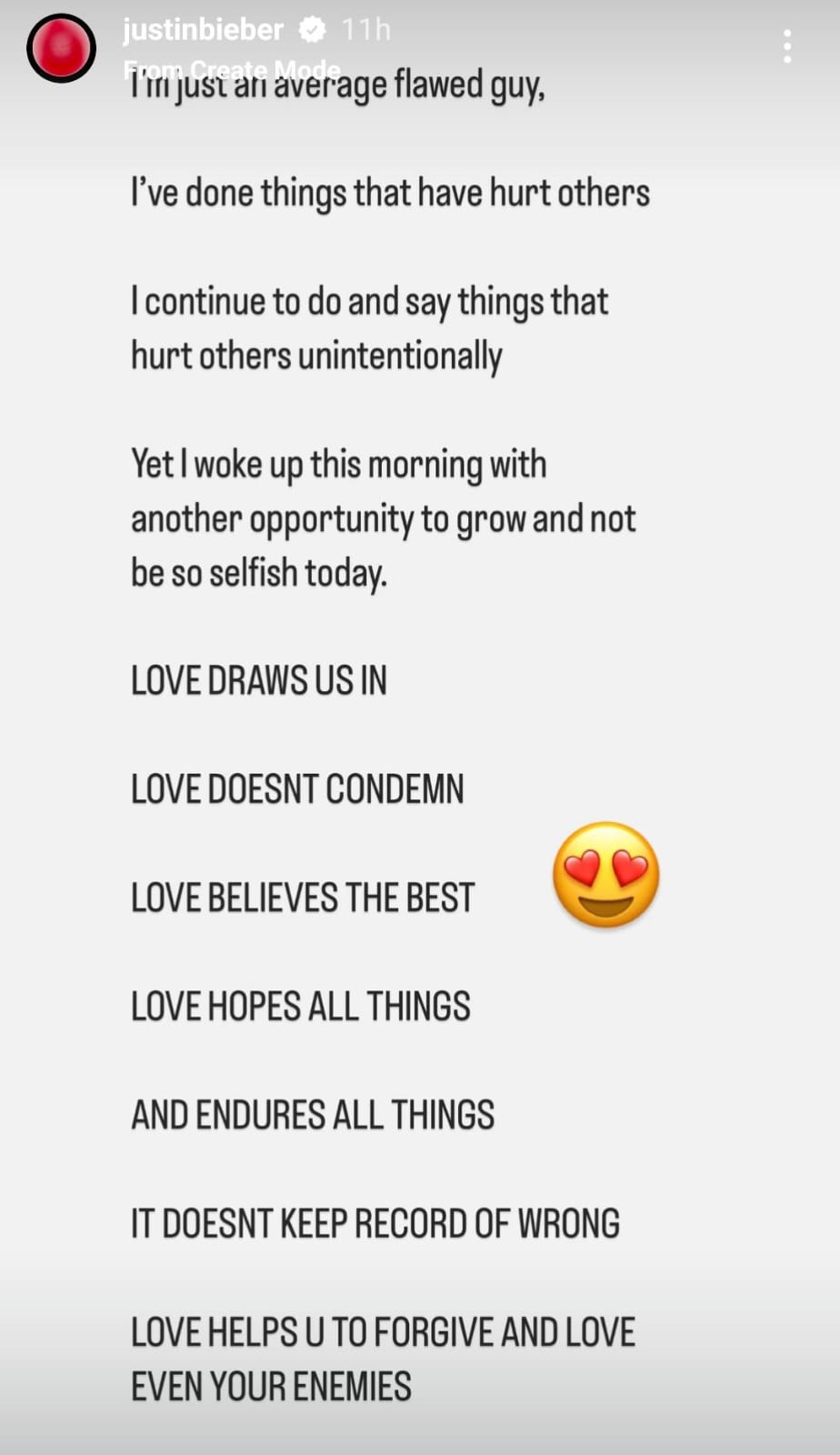 Curhatan di Instagram story Foto: Dok. Instagram @justinbieber