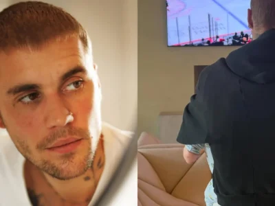 Justin Bieber menonton pertandingan hoki bareng anak. Foto: Dok. Instagram @justinbieber