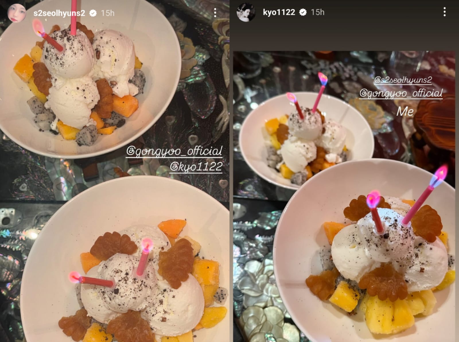Unggahan Song Hye Kyo dan Seolhyun. Foto: Dok. Instagram @kyo1122, @s2seolhyuns2