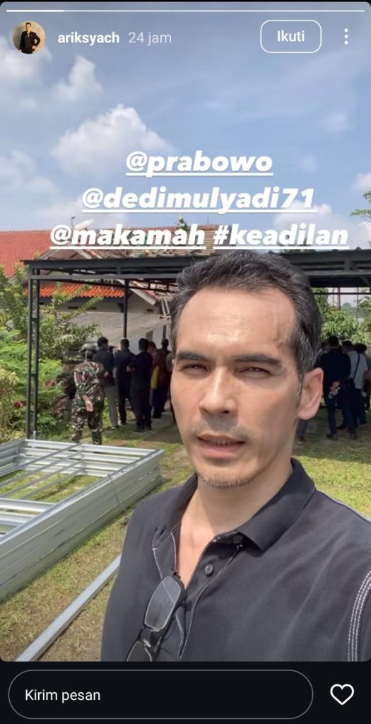 Atalarik Syah protes rumahnya dibongkar atas kasus sengketa tanah yang menurutnya belum inkrah. (Foto: Instagram/ariksyach)