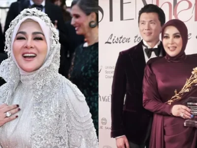 Gaya glamour Syahrini saat menghadiri Festival Film Cannes 2025. Foto: Dok. Kolase Instagram @iamhearte, @princessyahrini