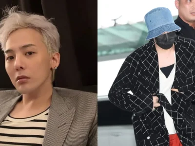 G-Dragon mengenakan jubah mandi sebagai airport fashion. Foto: Dok. Kolase Instagram @8lo8lo8lowme, News1