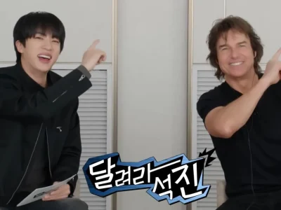 Tom Cruise dan Jin BTS bertemu di variety show Run Jin. Foto: Dok. YouTube BANGTAN TV
