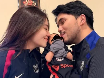 Potret Thariq Halilintar dan Aaliyah Massaid bersama anak. Foto : Instagram/thariqhalilintar