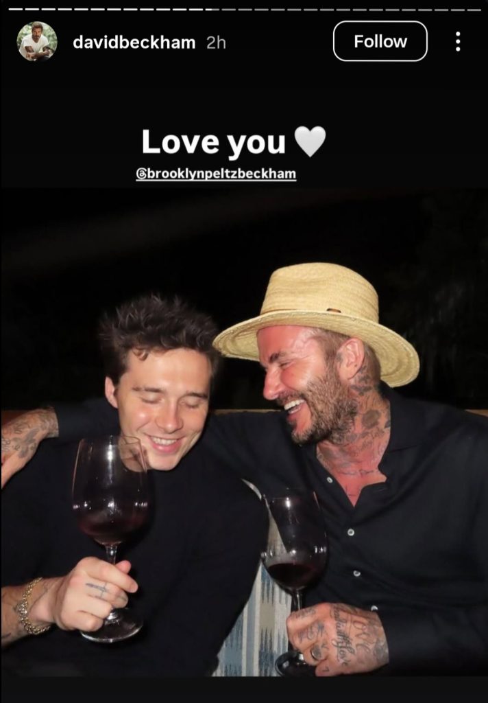 Unggahan Hari Ayah dengan anaknya yang sedang bermasalah, Brooklyn Beckham (Foto: Instagram/davidbeckham)