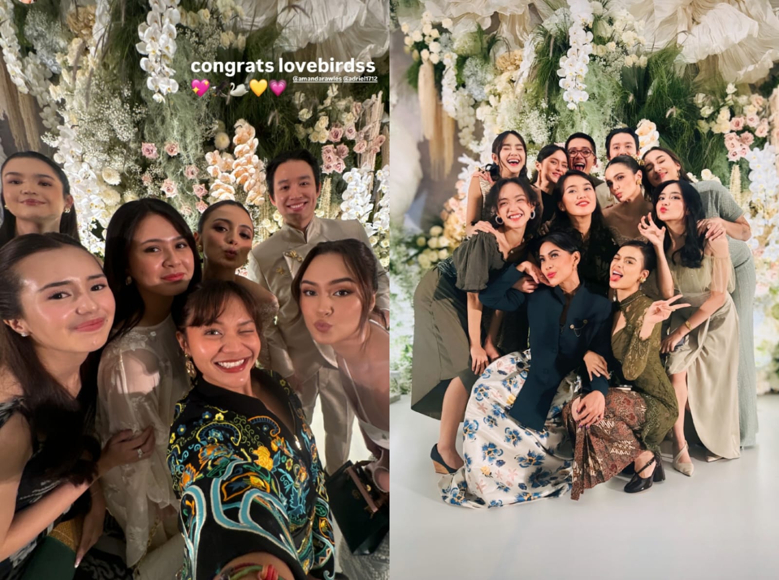 Deretan selebriti yang menghadiri resepsi. Foto: Dok. Instagram @amelcarla, @evacelia