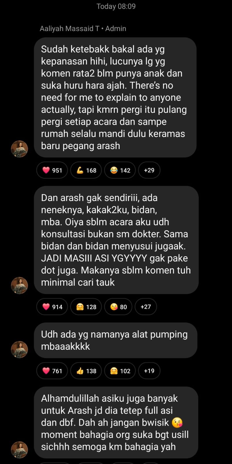 Aaliyah Massaid tanggapi komentar netizen. Foto: Dok. Instagram