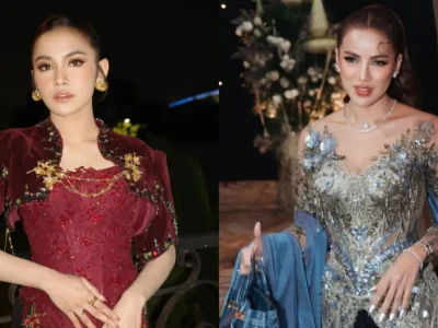 Mahalini dan Olla Ramlan, dua di antara enam artis yang berkebaya di ngunduh mantu Al Ghazali. Foto: Dok. Instagram @mahaliniraharja, @ollaramlan