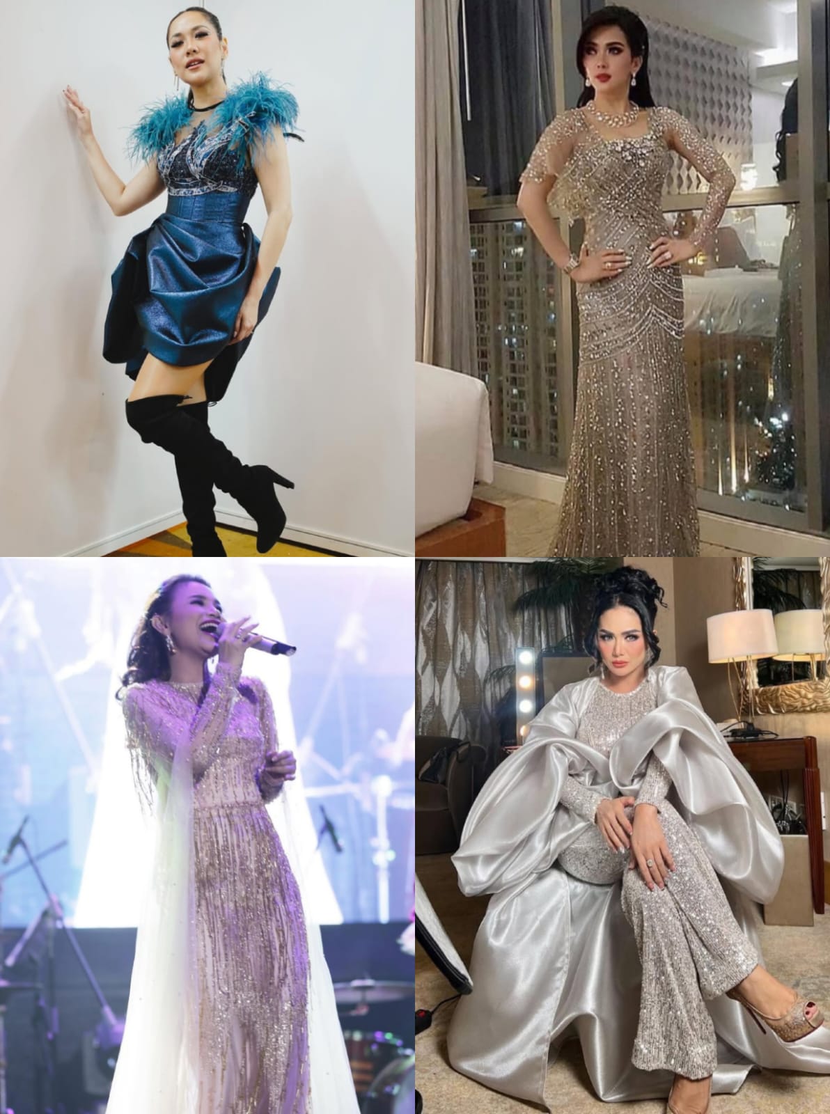 Para artis mengenakan busana rancangan Hengki. Instagram @hengkikawilarang_id