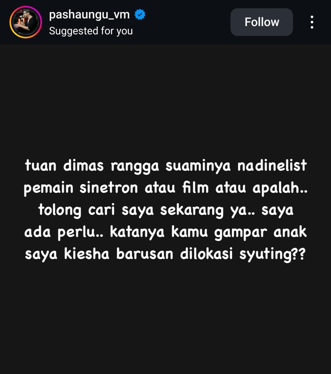 Pasha Ungu menuding Dimas Anggaran melakukan kekerasan kepada anaknya. Foto: Dok. Instagram @pashaungu_vm