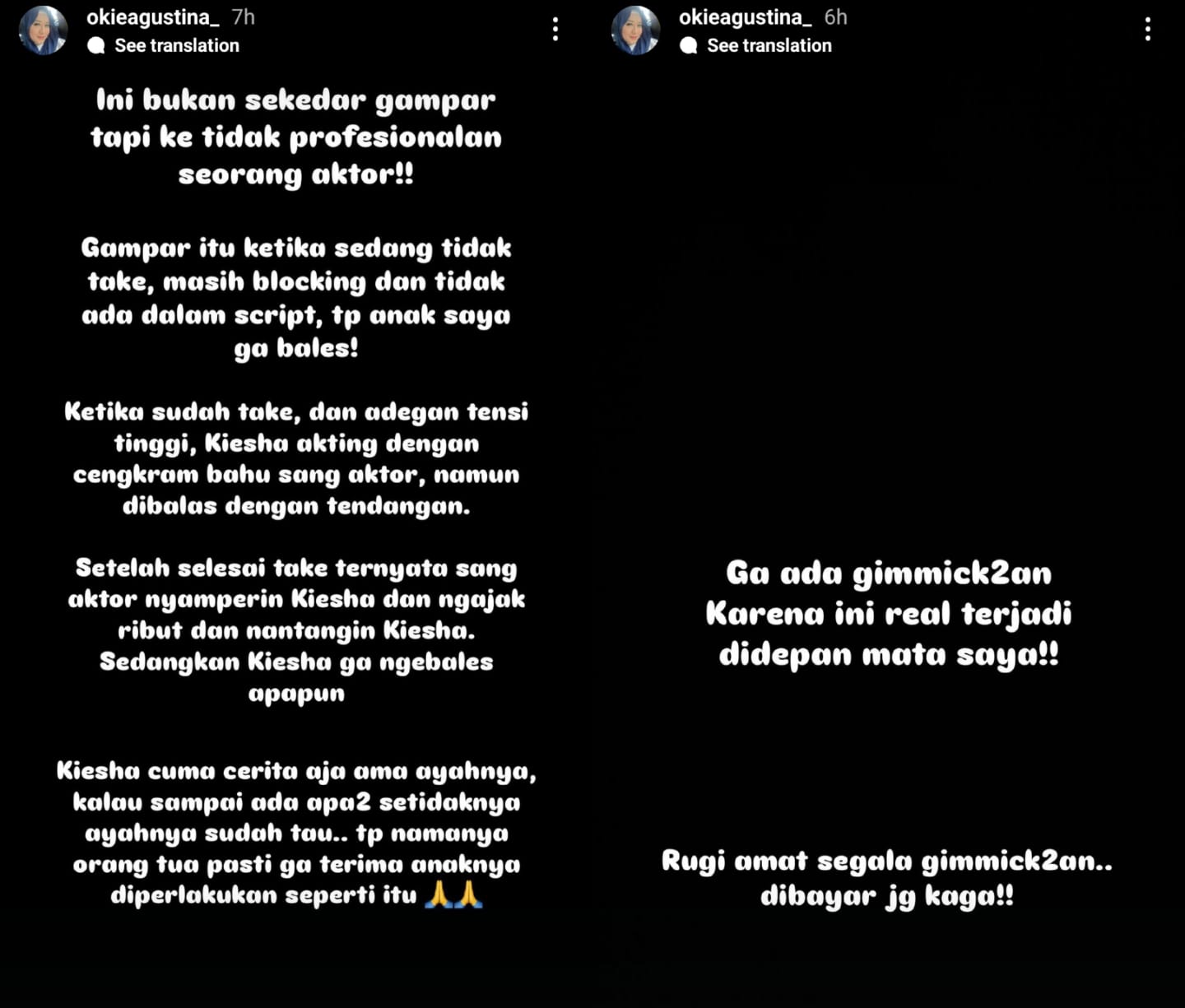 Okie Agustina beberkan kronologi Kiesha Alvaro ditampar Dimas Anggara. Foto: Dok. Instagram @okieagustina_
