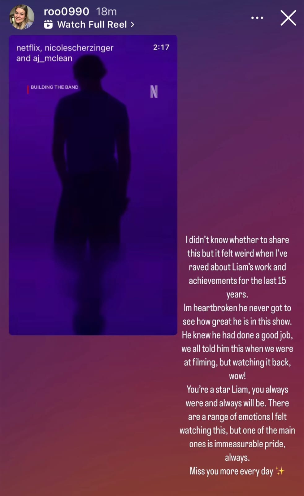 Unggahan Instagram kakak perempuan Liam. Foto: Dok. X @updatingljp
