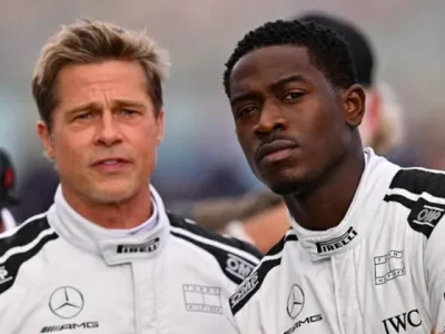 Brad Pitt dan Damson Idris saat syuting film ‘F1’ (Foto: Getty Images/Mullan)