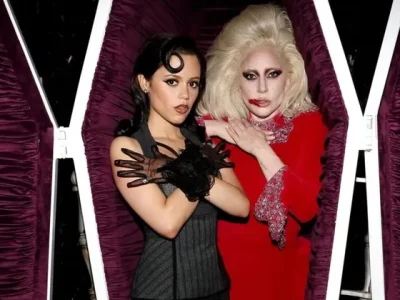 Pemeran utama ‘Wednesday 2’, Jenna Ortega bersama Lady Gaga (Foto: Instagram/netflix)