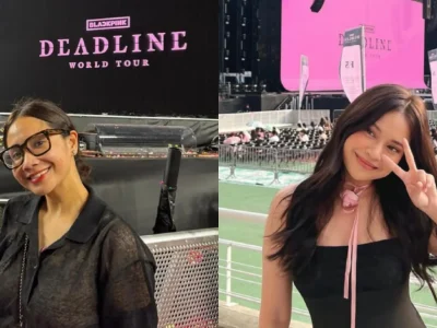 Nagita Slavina dan Hanggini menonton konser BLACKPINK di Korea Selatan. Foto: Dok. Instagram @raffinagita1717, @hanggini