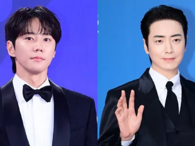 Lee Jun Young dan Lee Jun Hyuk di Blue Dragon Series Awards 2025. Foto: Dok. Joy News 24