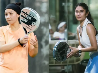 Nagita Slavina dan Dian Sastro, artis yang bermain padel. Foto: Dok. Instagram @raffinagita1717, @therealdisastr